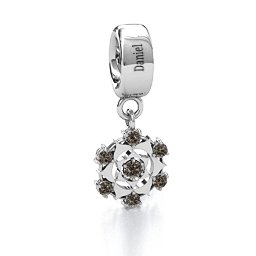 Seven Chakras Bracelet Charm in 925 Sterling Silver with Smokey Quartz