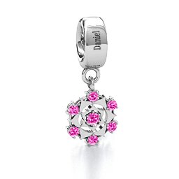 Seven Chakras Bracelet Charm in 925 Sterling Silver with Pink Tourmaline