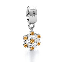 Seven Chakras Bracelet Charm in 925 Sterling Silver with Citrine