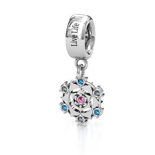 Seven Chakras Bracelet Charm – Sterling Silver with Pink Tourmaline, Blue Topaz, and Cubic Zirconia