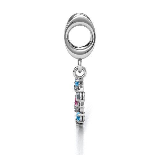 Seven Chakras Bracelet Charm – Sterling Silver with Pink Tourmaline, Blue Topaz, and Cubic Zirconia