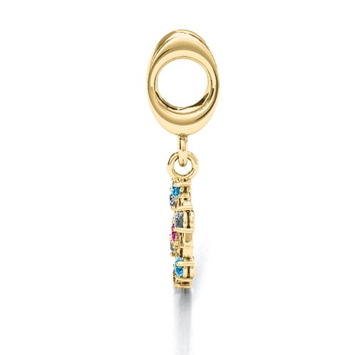 Seven Chakras Bracelet Charm – 10K Yellow Gold with Pink Tourmaline, Blue Topaz, and Cubic Zirconia