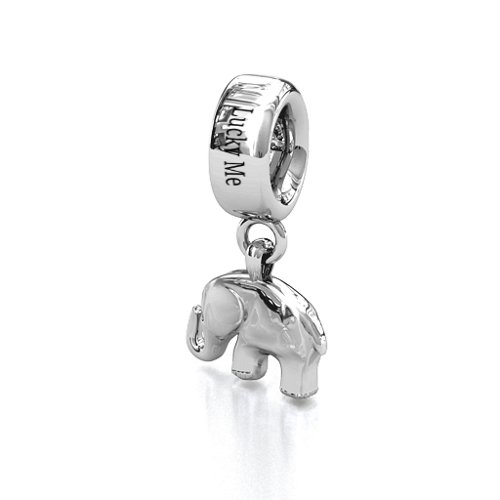 Lucky Elephant Bracelet Charm – Sterling Silver with Pink Tourmaline