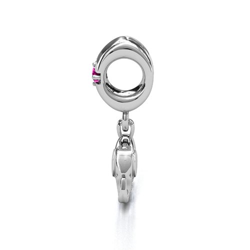 Lucky Elephant Bracelet Charm – Sterling Silver with Pink Tourmaline