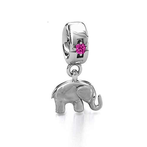 Lucky Elephant Bracelet Charm – Sterling Silver with Pink Tourmaline