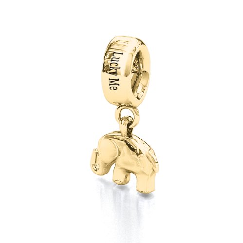 Lucky Elephant Bracelet Charm – 10K Yellow Gold with Amethyst