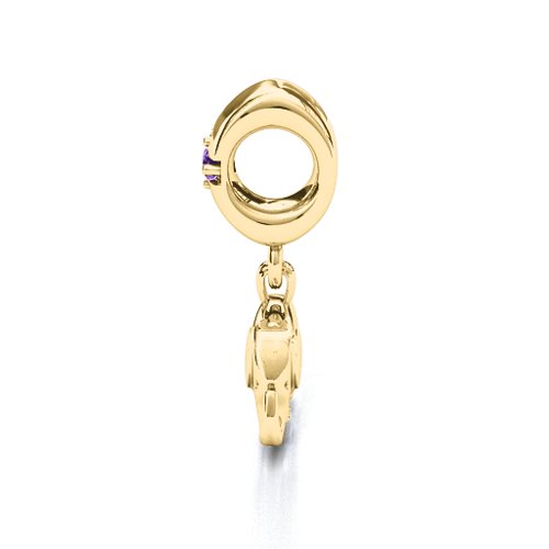 Lucky Elephant Bracelet Charm – 10K Yellow Gold with Amethyst