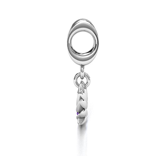 Splendid Lotus Flower Bracelet Charm – Sterling Silver with Amethyst