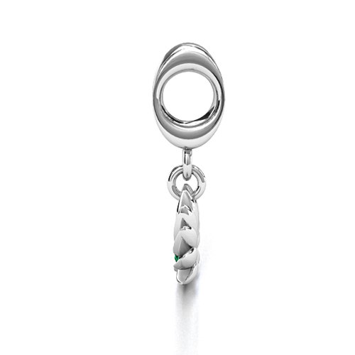Splendid Lotus Flower Bracelet Charm – Sterling Silver with Emerald