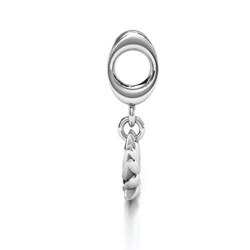 Splendid Lotus Flower Bracelet Charm – Sterling Silver with Smokey Quartz