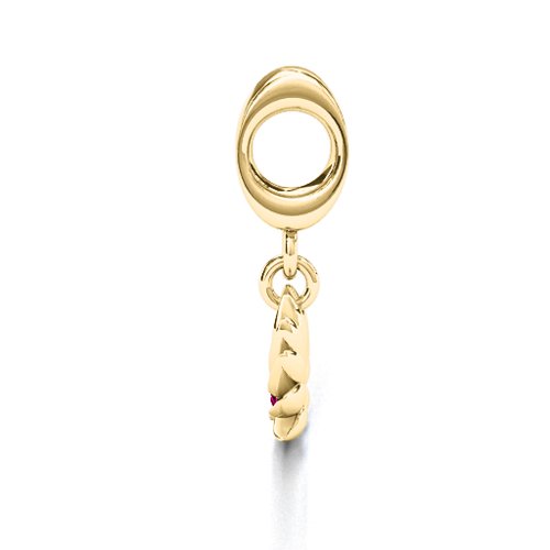 Splendid Lotus Flower Bracelet Charm – 10K Yellow Gold with Ruby