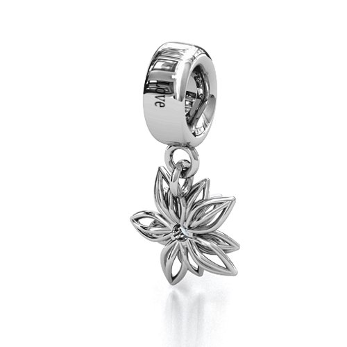 Lotus in Full Bloom Bracelet Charm – Sterling Silver with Diamond