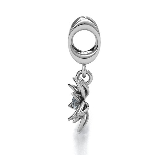 Lotus in Full Bloom Bracelet Charm – Sterling Silver with Diamond