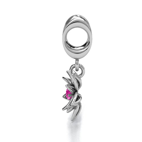Lotus in Full Bloom Bracelet Charm – Sterling Silver with Pink Tourmaline
