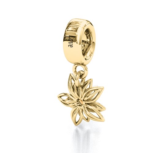 Lotus in Full Bloom Bracelet Charm – 10K Yellow Gold with Citrine