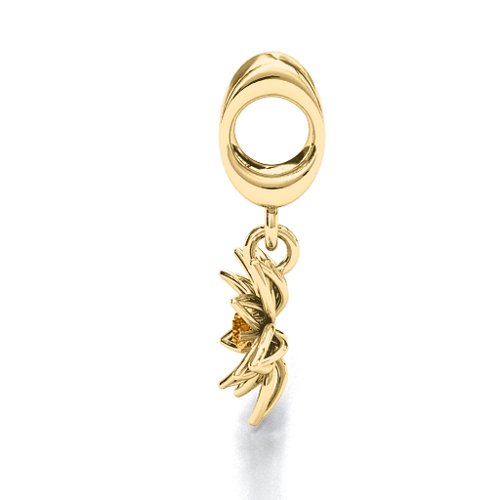 Lotus in Full Bloom Bracelet Charm – 10K Yellow Gold with Citrine