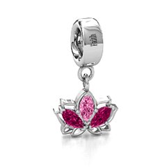 Divine Padma Lotus Bracelet Charm – 10K Yellow Gold with Ruby and Pink Tourmaline