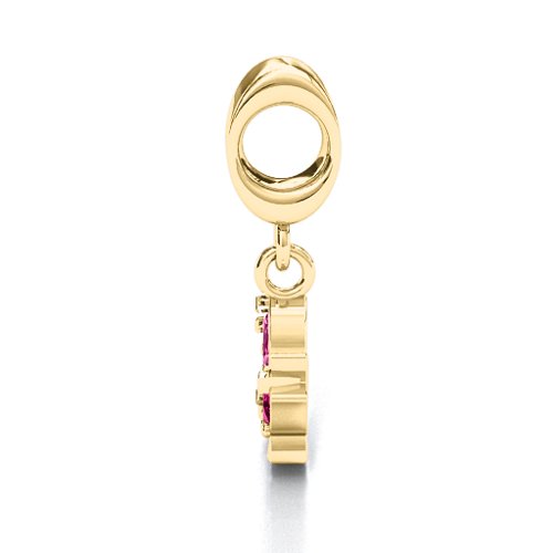 Divine Padma Lotus Bracelet Charm – 10K Yellow Gold with Ruby and Pink Tourmaline