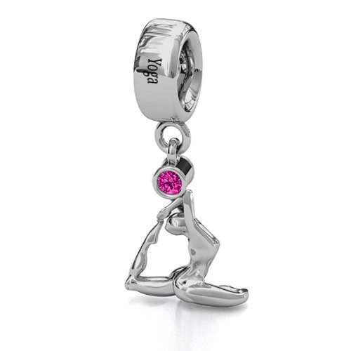 One Legged King Pigeon Yoga Bracelet Charm – Sterling Silver with Pink Tourmaline