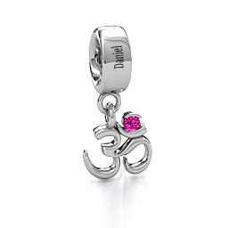 Sound of Universe - Om Bracelet Charm in 925 Sterling Silver with Pink Tourmaline
