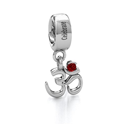 Sound of Universe - Om Bracelet Charm – Sterling Silver with Garnet