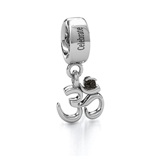 Sound of Universe - Om Bracelet Charm – Sterling Silver with Smokey Quartz
