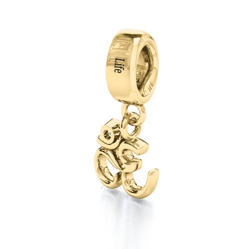 Sound of Universe - Om Bracelet Charm – 10K Yellow Gold with Mint Premium Zirconia