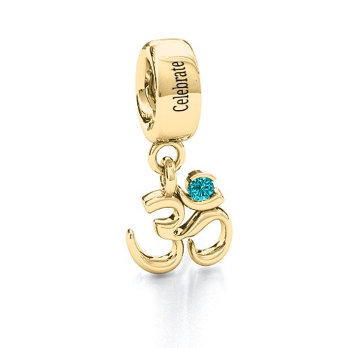Sound of Universe - Om Bracelet Charm – 10K Yellow Gold with Mint Premium Zirconia