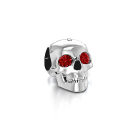 Bright Eyes Skull Bracelet Charm in 925 Sterling Silver