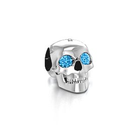 Bright Eyes Skull Bracelet Charm in 925 Sterling Silver