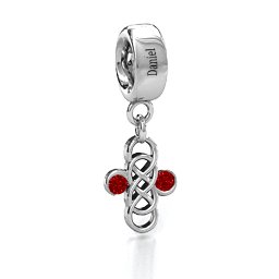 Sisters Forever Bracelet Charm in 925 Sterling Silver with Garnet