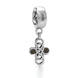 Sisters Forever Bracelet Charm in 925 Sterling Silver with Smokey Quartz