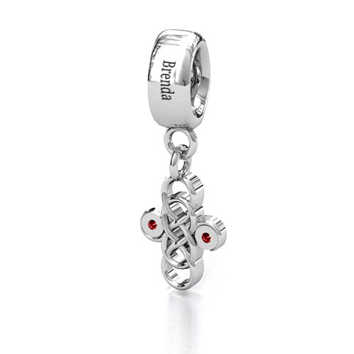 Sisters Forever Bracelet Charm – Sterling Silver with Garnet