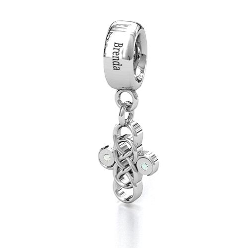 Sisters Forever Bracelet Charm – Sterling Silver with Opal