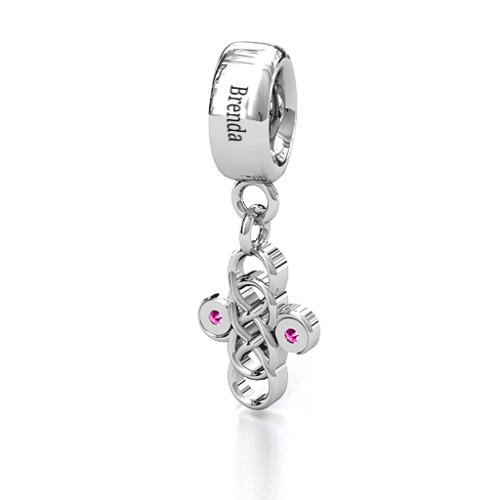 Sisters Forever Bracelet Charm – Sterling Silver with Pink Tourmaline