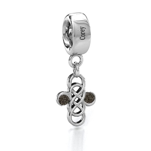 Sisters Forever Bracelet Charm – Sterling Silver with Smokey Quartz