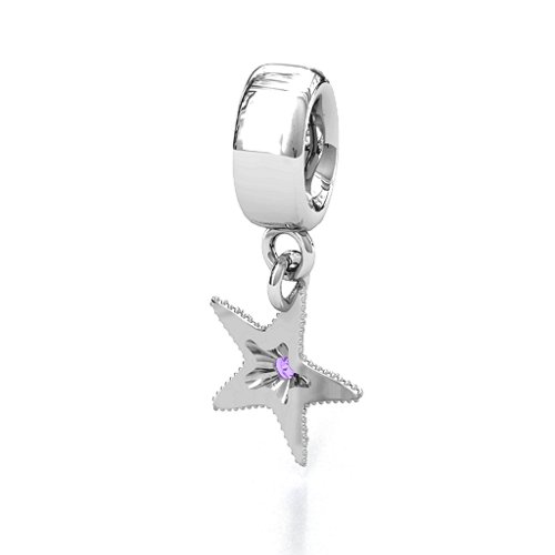 Starfish Bracelet Charm – Sterling Silver with Amethyst
