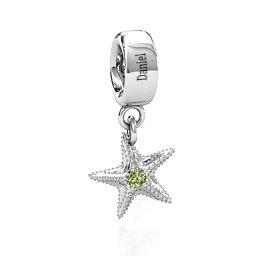 Starfish Bracelet Charm in 925 Sterling Silver with Peridot