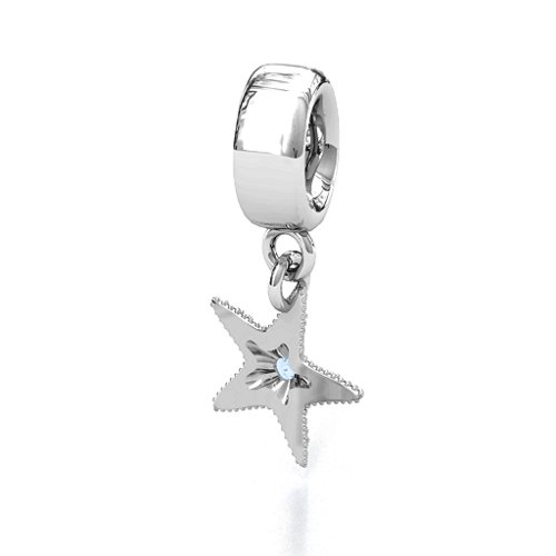 Starfish Bracelet Charm – Sterling Silver with Aquamarine