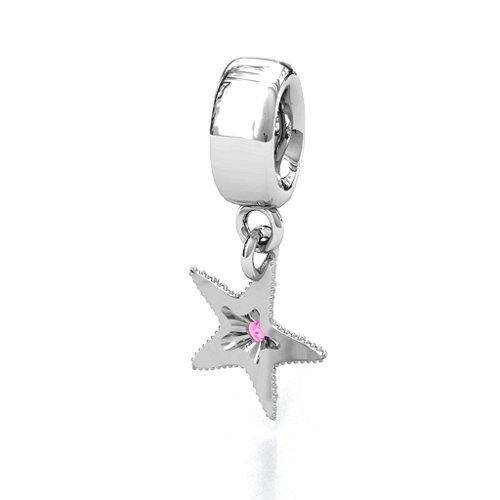 Starfish Bracelet Charm – Sterling Silver with Pink Tourmaline