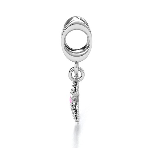 Starfish Bracelet Charm – Sterling Silver with Pink Tourmaline