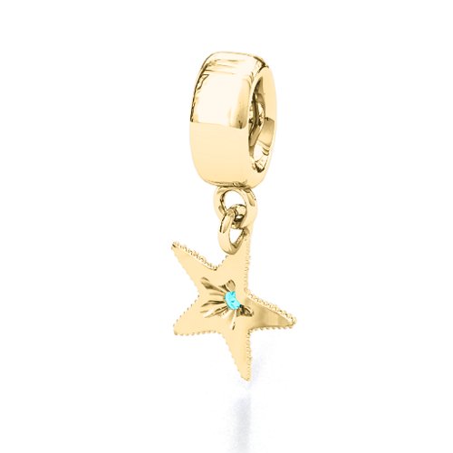 Starfish Bracelet Charm – 10K Yellow Gold with Mint Premium Zirconia