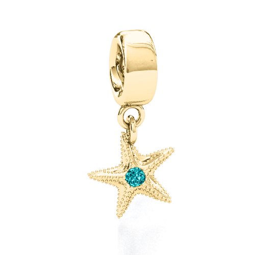Starfish Bracelet Charm – 10K Yellow Gold with Mint Premium Zirconia