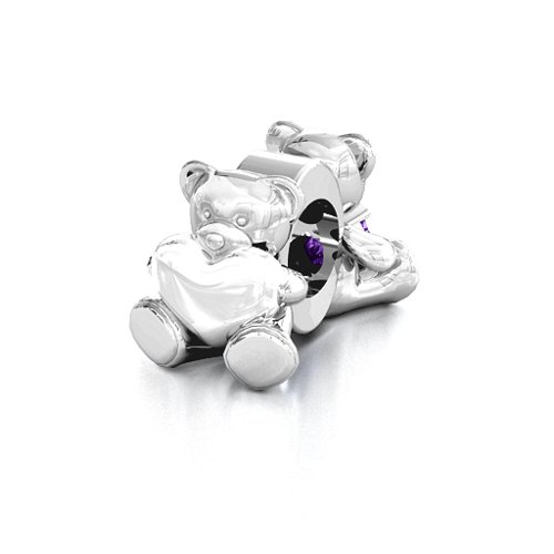 My Teddy Bear Bracelet Charm – Sterling Silver with Amethyst