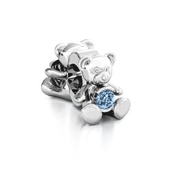 My Teddy Bear Bracelet Charm in 925 Sterling Silver with Aquamarine