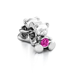 My Teddy Bear Bracelet Charm in 925 Sterling Silver with Pink Tourmaline