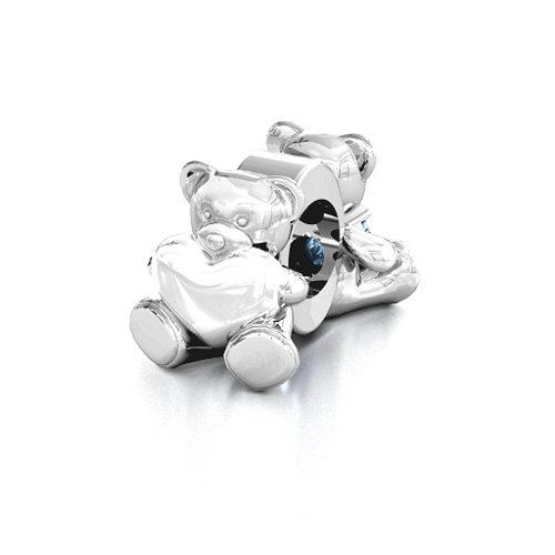 My Teddy Bear Bracelet Charm – Sterling Silver with Aquamarine