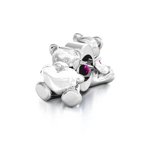 My Teddy Bear Bracelet Charm – Sterling Silver with Pink Tourmaline