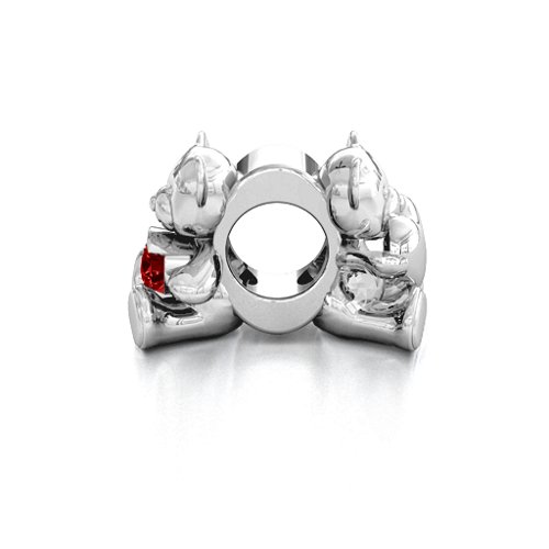 My Teddy Bear Bracelet Charm – Sterling Silver with Garnet
