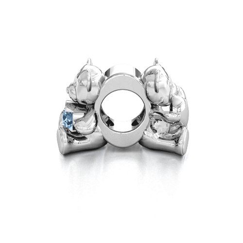 My Teddy Bear Bracelet Charm – Sterling Silver with Aquamarine